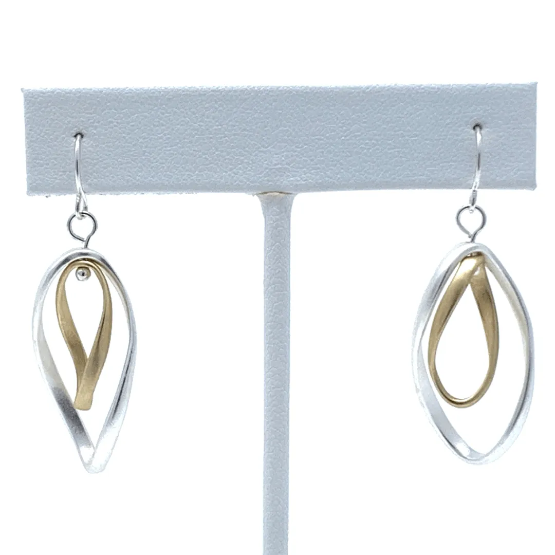 Matte Silver & Gold Twist Hoop Earrings