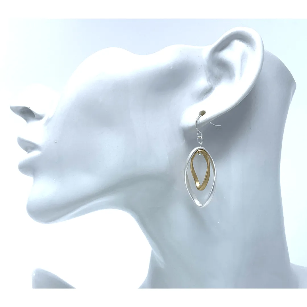 Matte Silver & Gold Twist Hoop Earrings