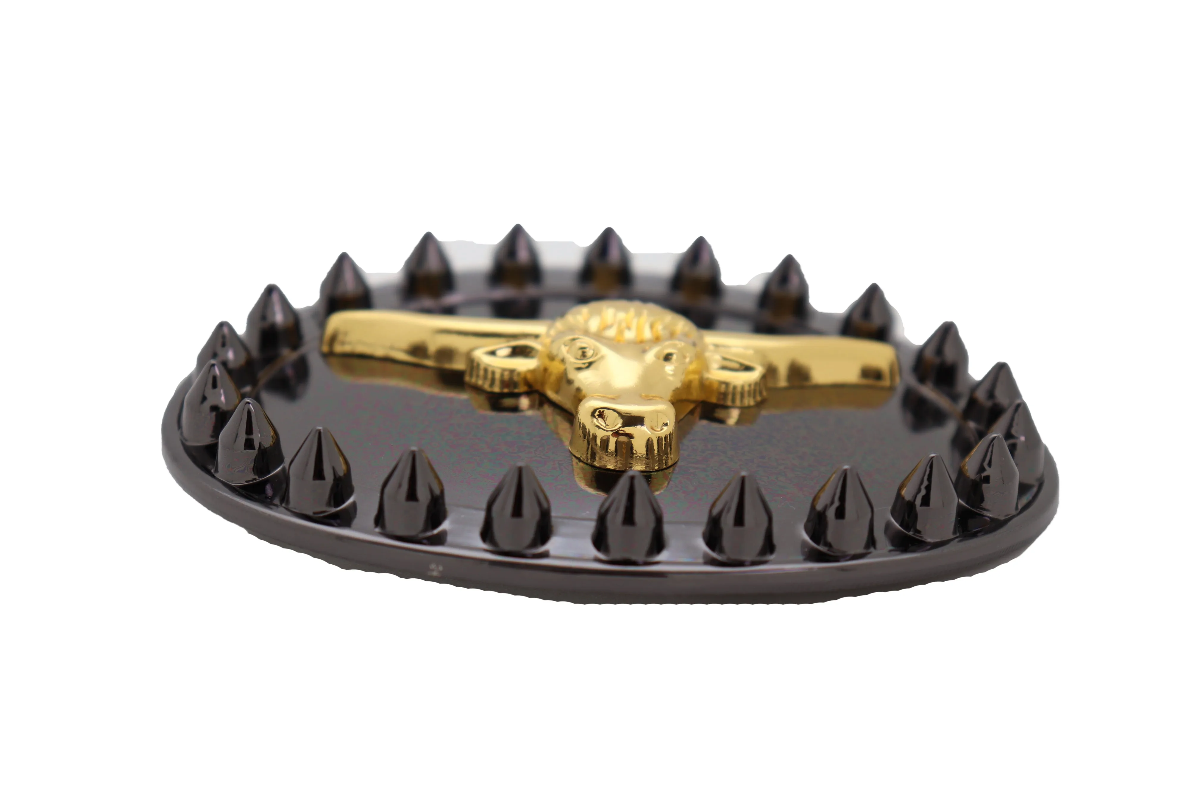 Men Oval Belt Buckle Pewter Black Metal Gold Long Horn Cow Bull Western Spikes