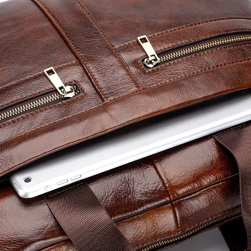 Men's Business Large Capacity Leather Briefcase