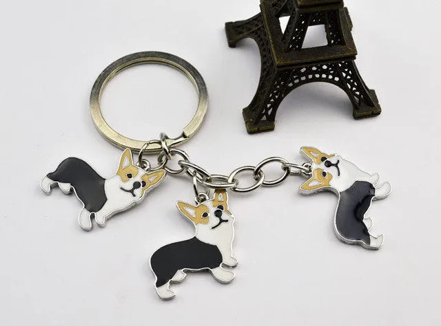 Metal PET Key Chain welsh Corgi Dogs Key Ring Bag charm Wholesale Lovely Keychain Car Keyring gift Women Jewelry Drop shipping