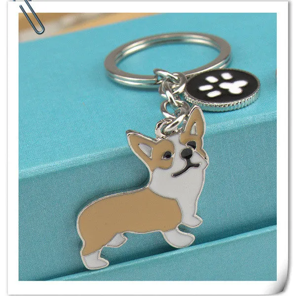 Metal PET Key Chain welsh Corgi Dogs Key Ring Bag charm Wholesale Lovely Keychain Car Keyring gift Women Jewelry Drop shipping