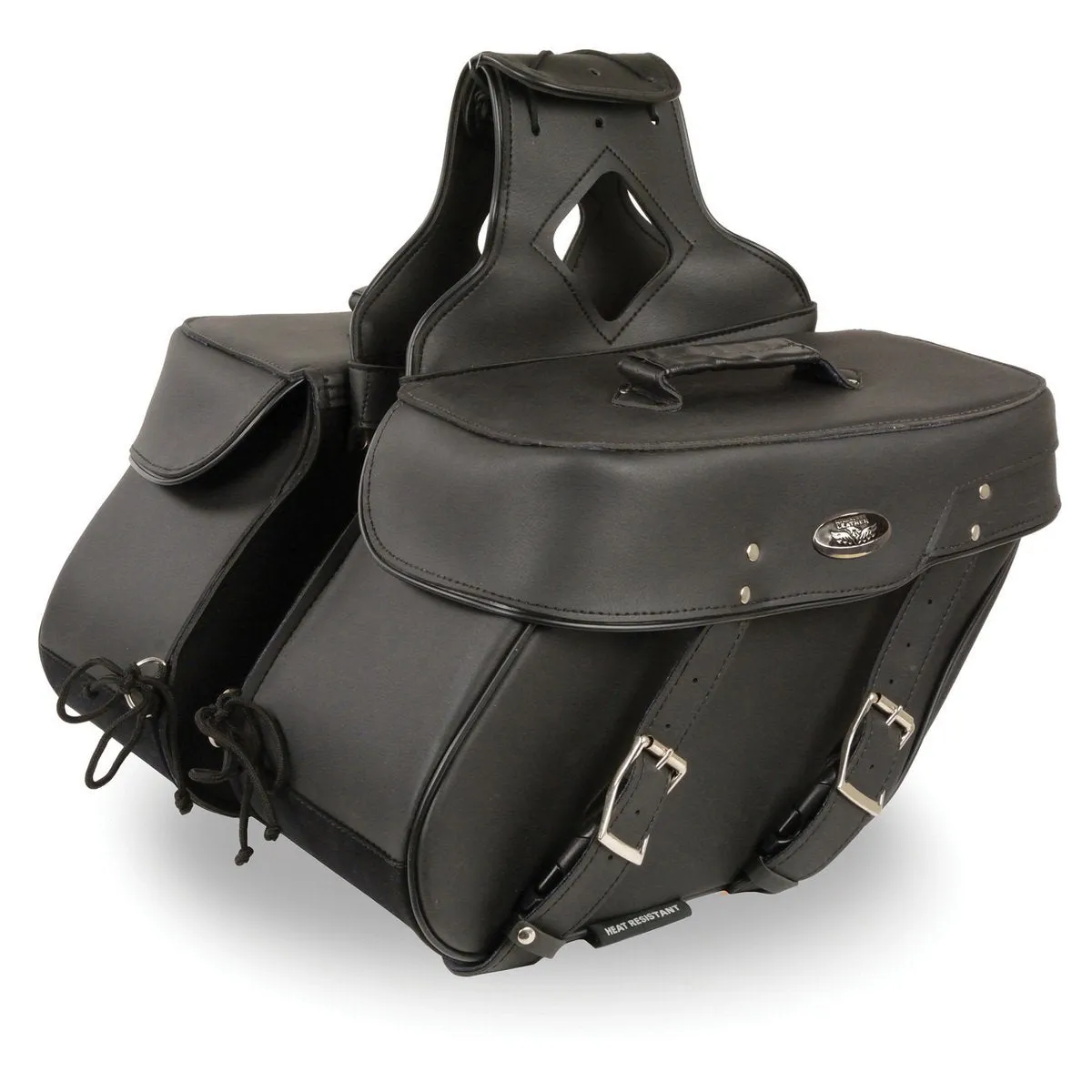 Milwaukee Leather SH592ZB Black Zip-Off PVC Throw Over Slanted Saddle Bag