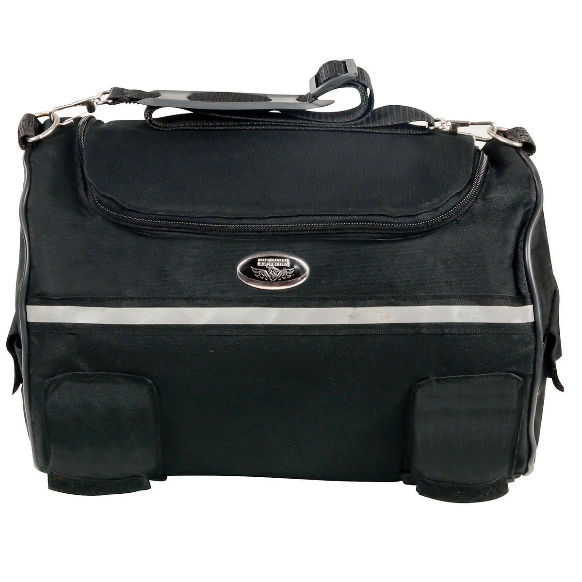 Milwaukee Leather SH608 Medium Black Textile Motorcycle Roll Bag with Reflective Material