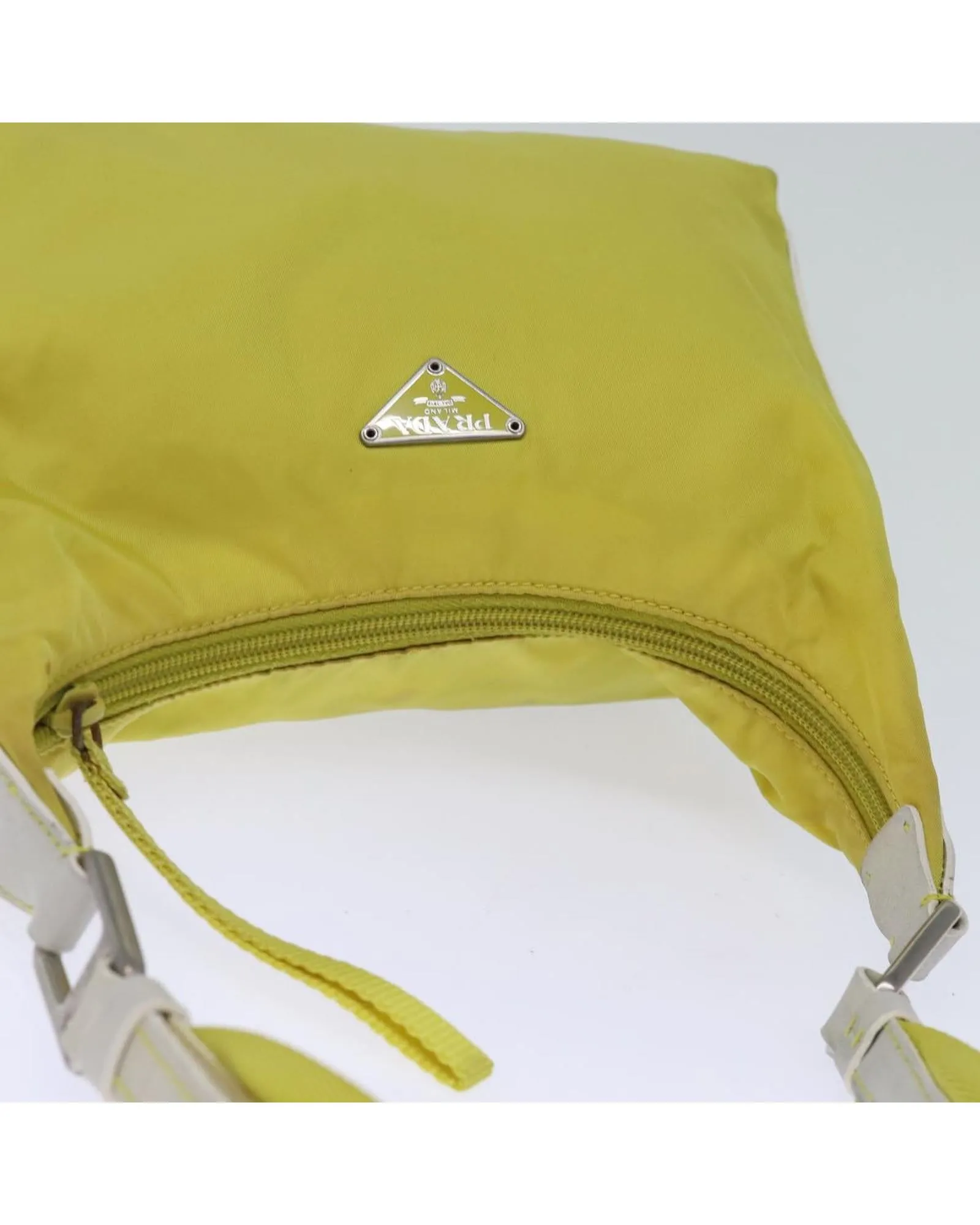 Nylon Shoulder Bag with Adjustable Strap - Yellow