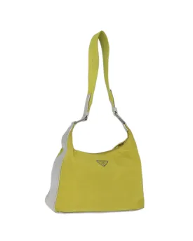 Nylon Shoulder Bag with Adjustable Strap - Yellow