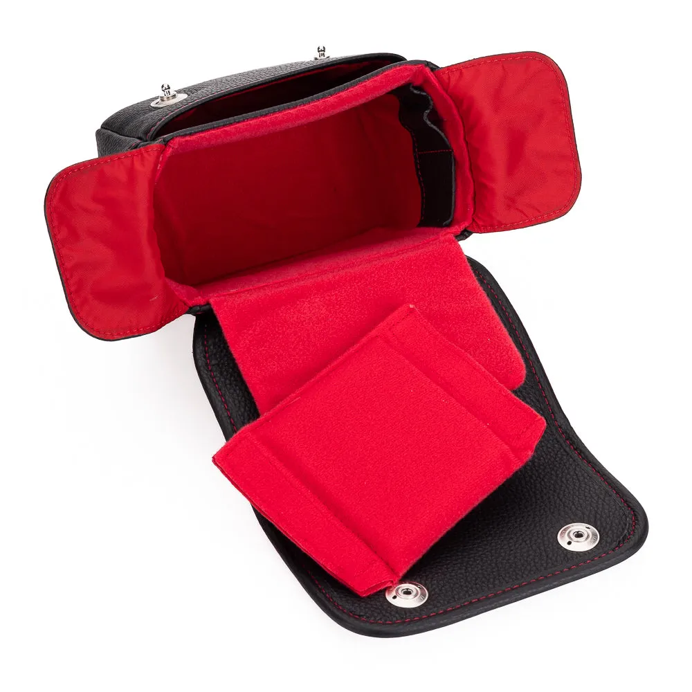 Oberwerth Charlie 2 Extra Small Leather Camera Bag & Insert, Black with Red Stitching