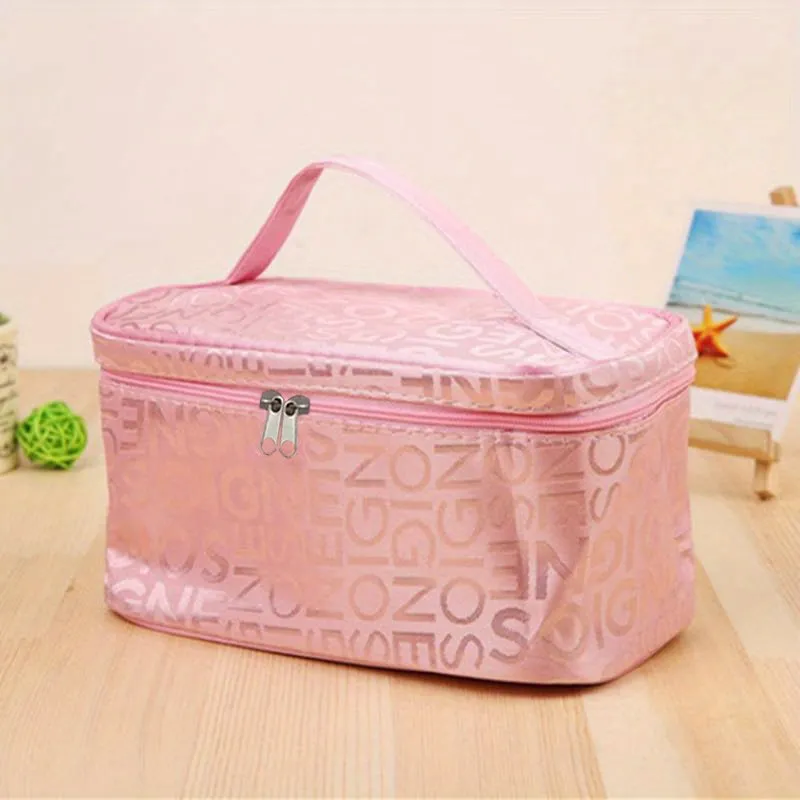 Portable Makeup Box Letter Detail Cosmetic Organizer for Travel