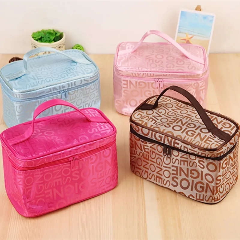 Portable Makeup Box Letter Detail Cosmetic Organizer for Travel