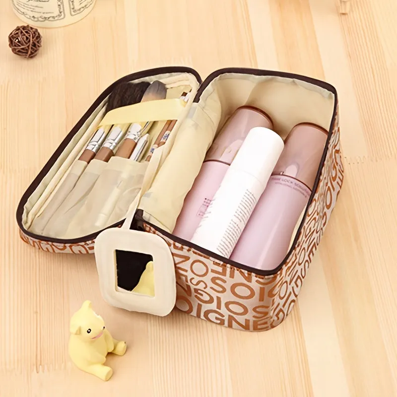 Portable Makeup Box Letter Detail Cosmetic Organizer for Travel