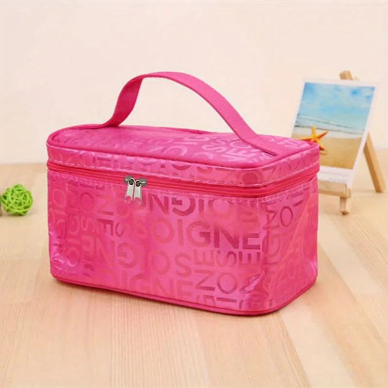 Portable Makeup Box Letter Detail Cosmetic Organizer for Travel