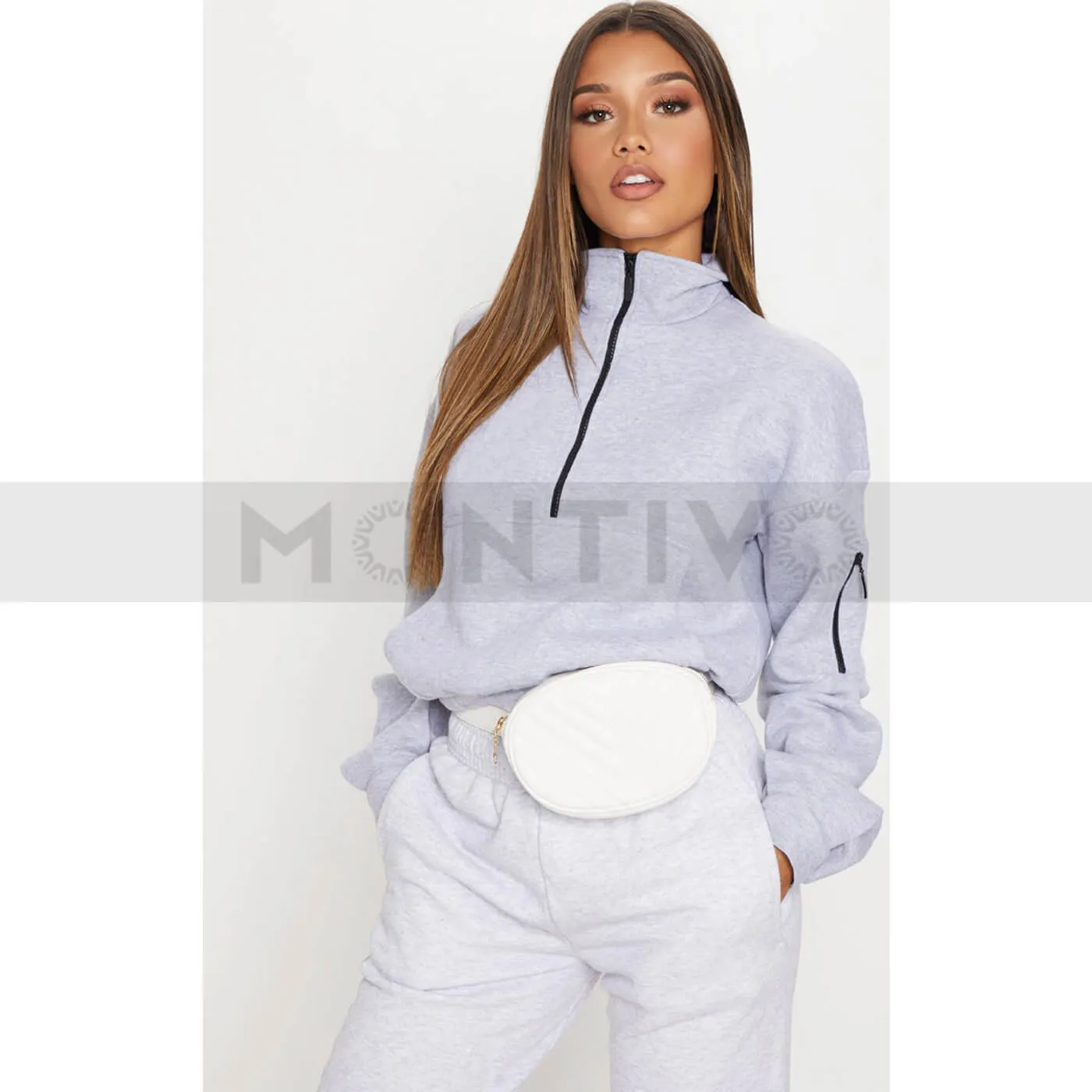 PTL Ash Grey Oversized Zip Sweatshirt