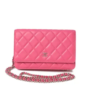 Quilted Lambskin Chain Shoulder Bag with Silver Hardware