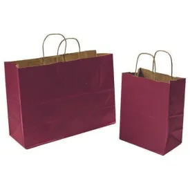 Recycled Burgundy Kraft Petite Shopping Bags. - 8.00" x 4.75" x 10.25"