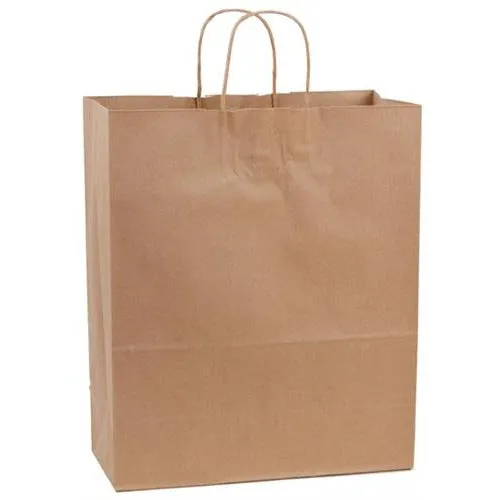 Recycled Natural Kraft Shopping Bags. - 13.00" x 6.00" x 16.00"