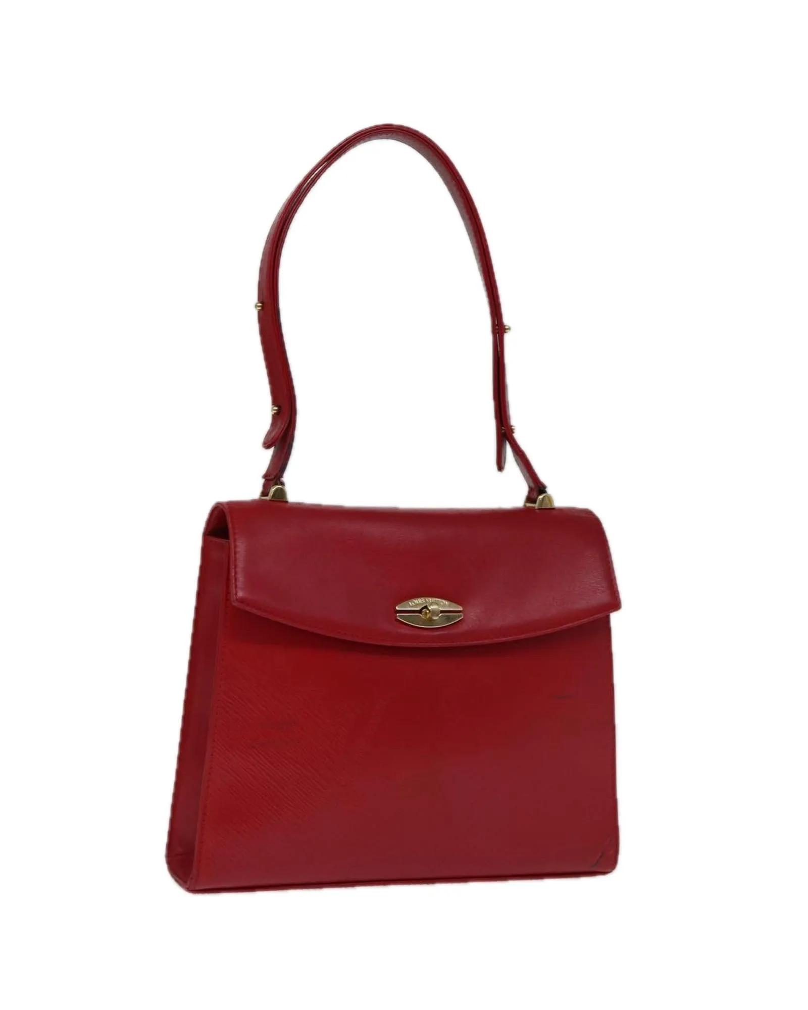 Red Leather Shoulder Bag with Epi Texture and Metal Fittings