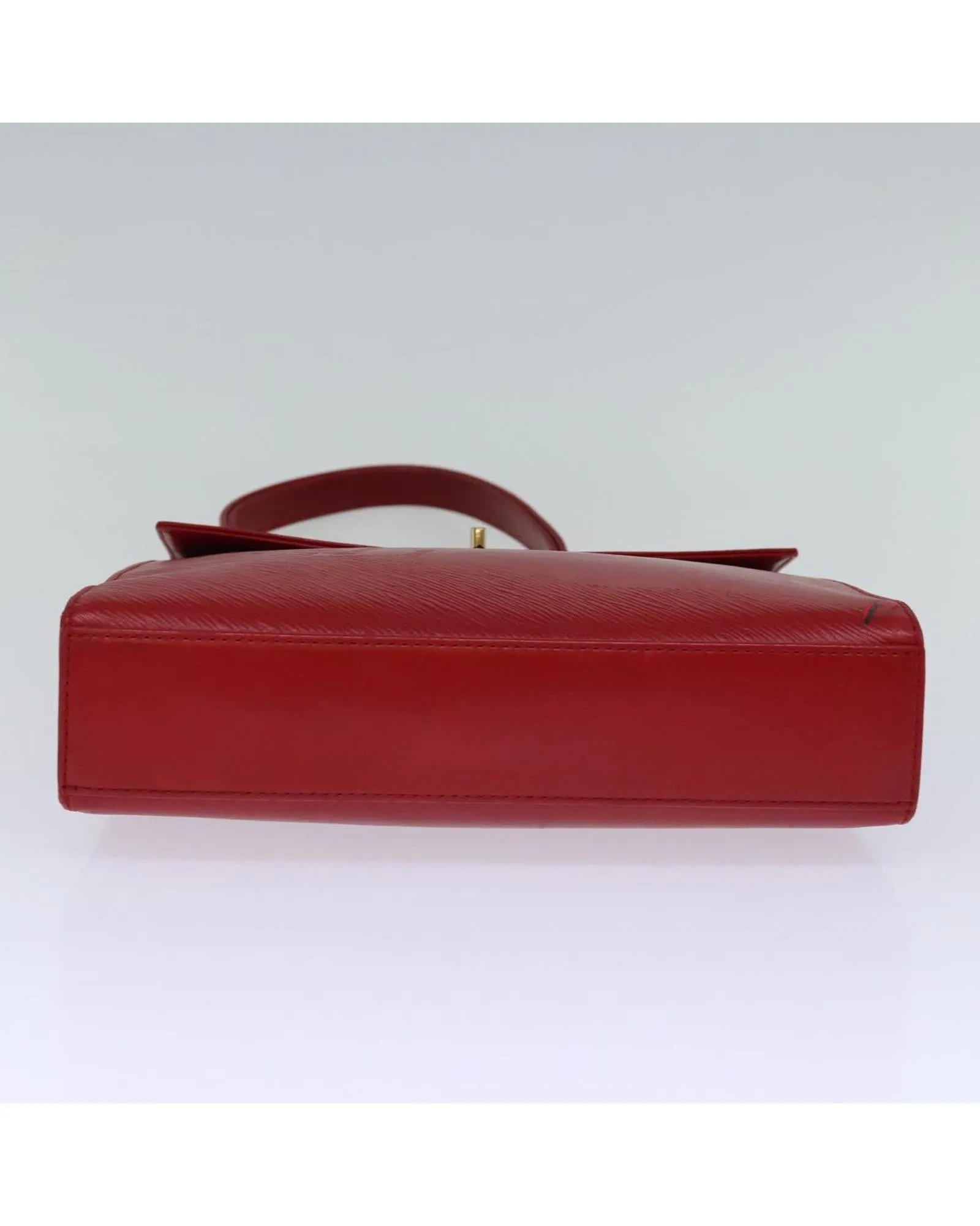 Red Leather Shoulder Bag with Epi Texture and Metal Fittings