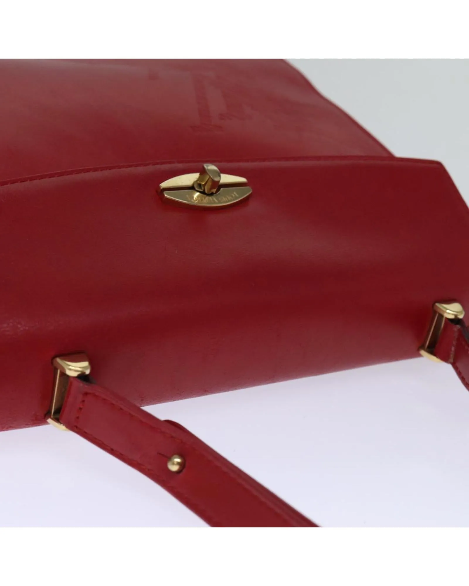 Red Leather Shoulder Bag with Epi Texture and Metal Fittings