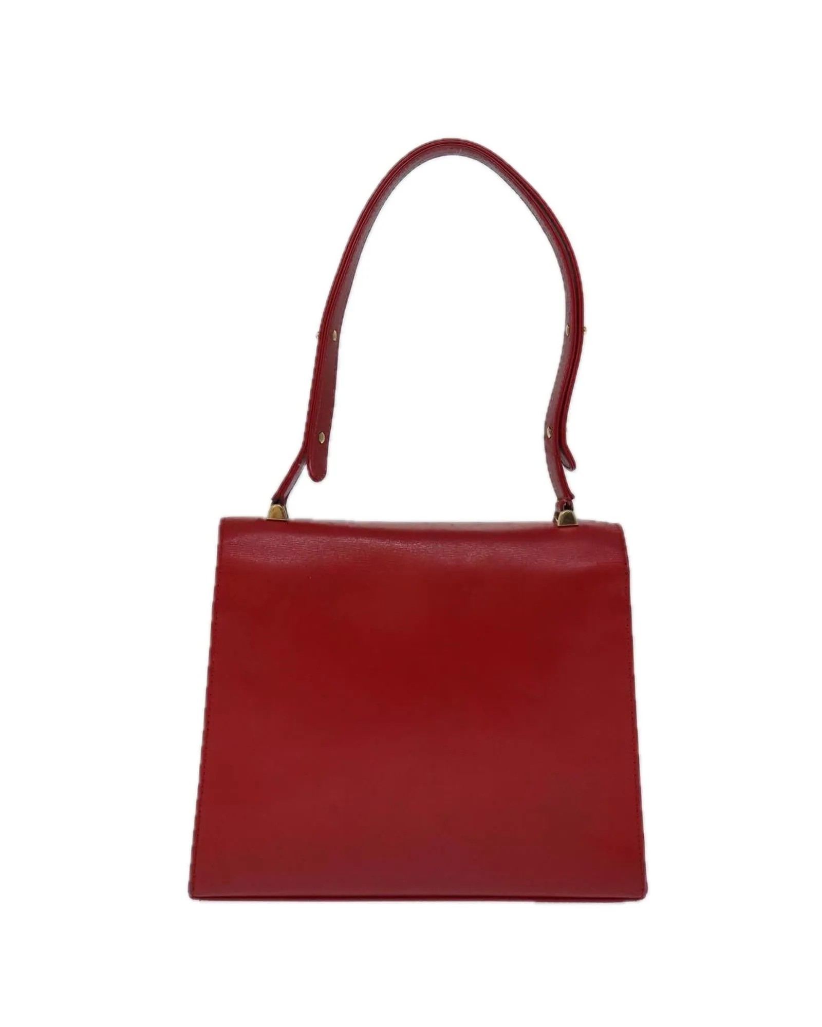 Red Leather Shoulder Bag with Epi Texture and Metal Fittings