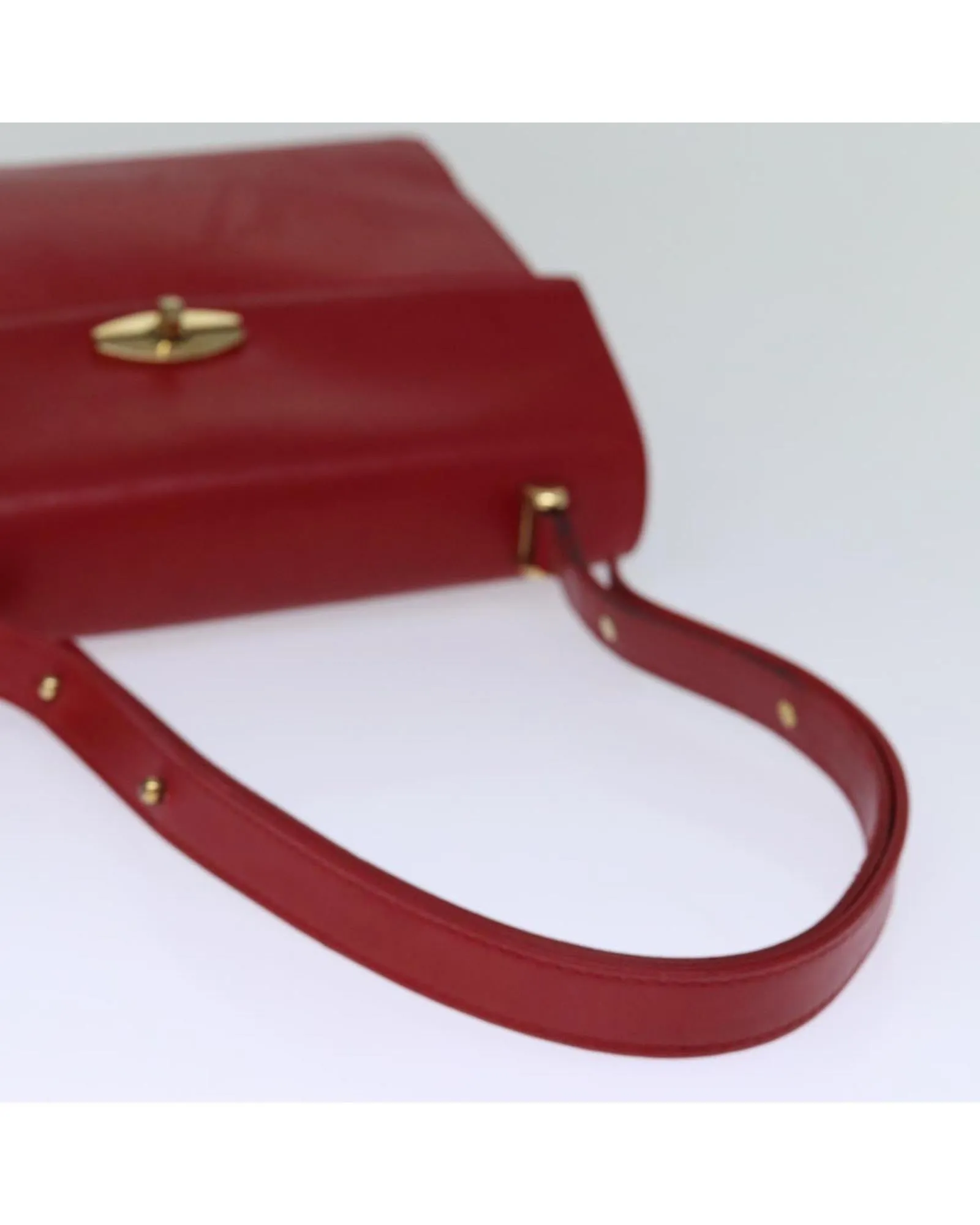 Red Leather Shoulder Bag with Epi Texture and Metal Fittings