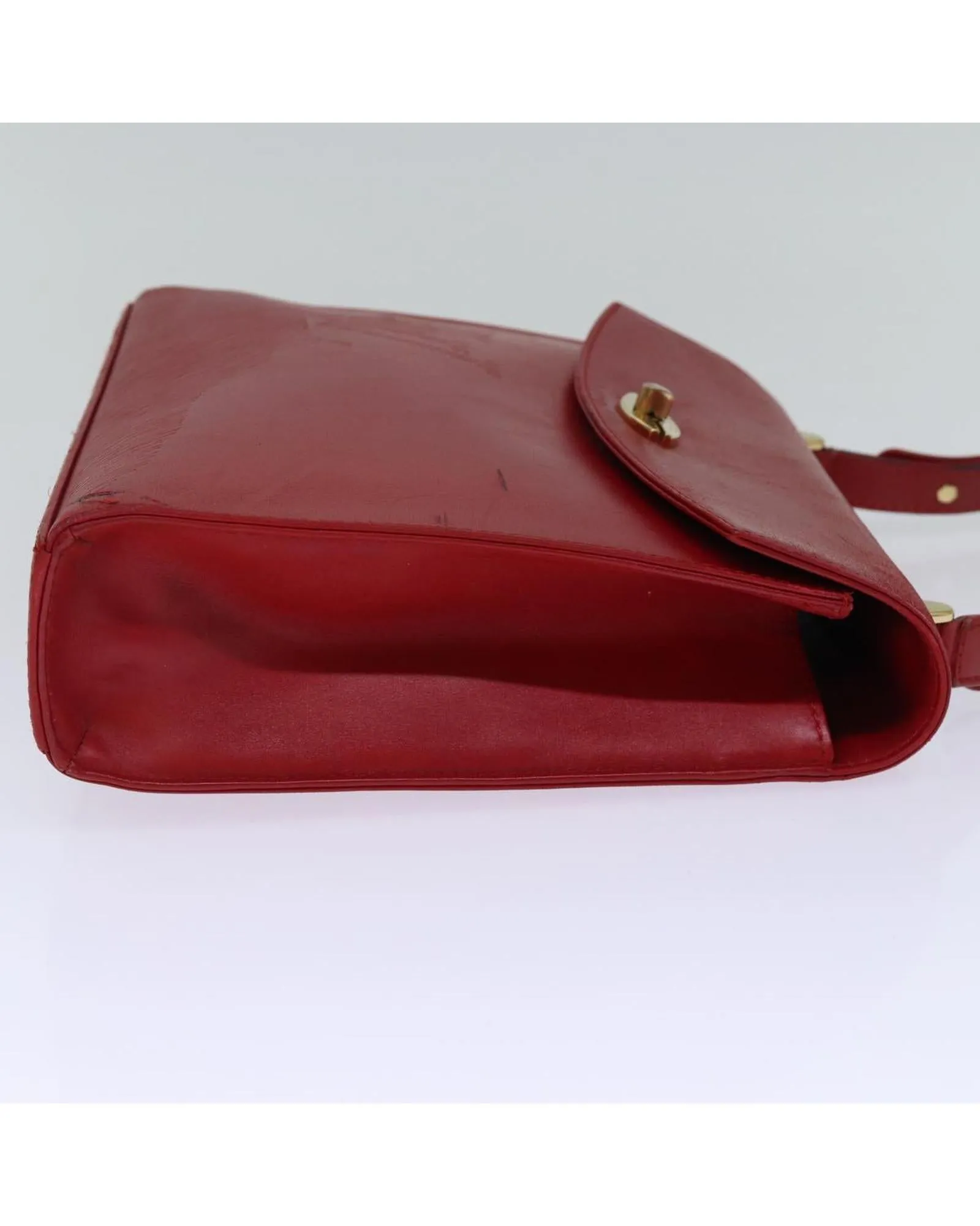 Red Leather Shoulder Bag with Epi Texture and Metal Fittings