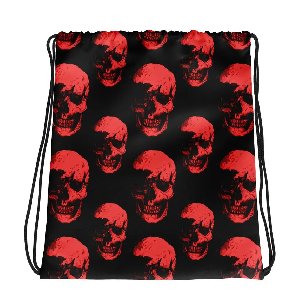 Red Skulls Drawstring Bag by Robert Bowen