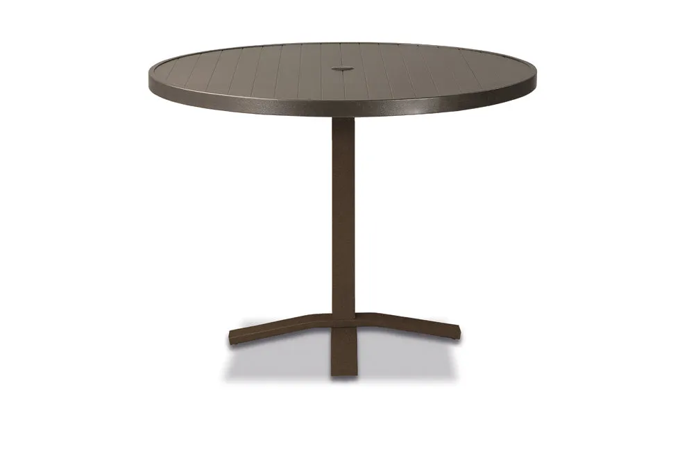 Round Aluminum Slat Top Balcony Height Table