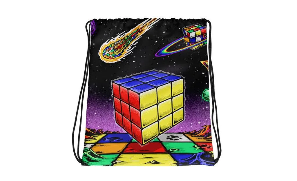 Rubik's Cube in Space Drawstring Bag