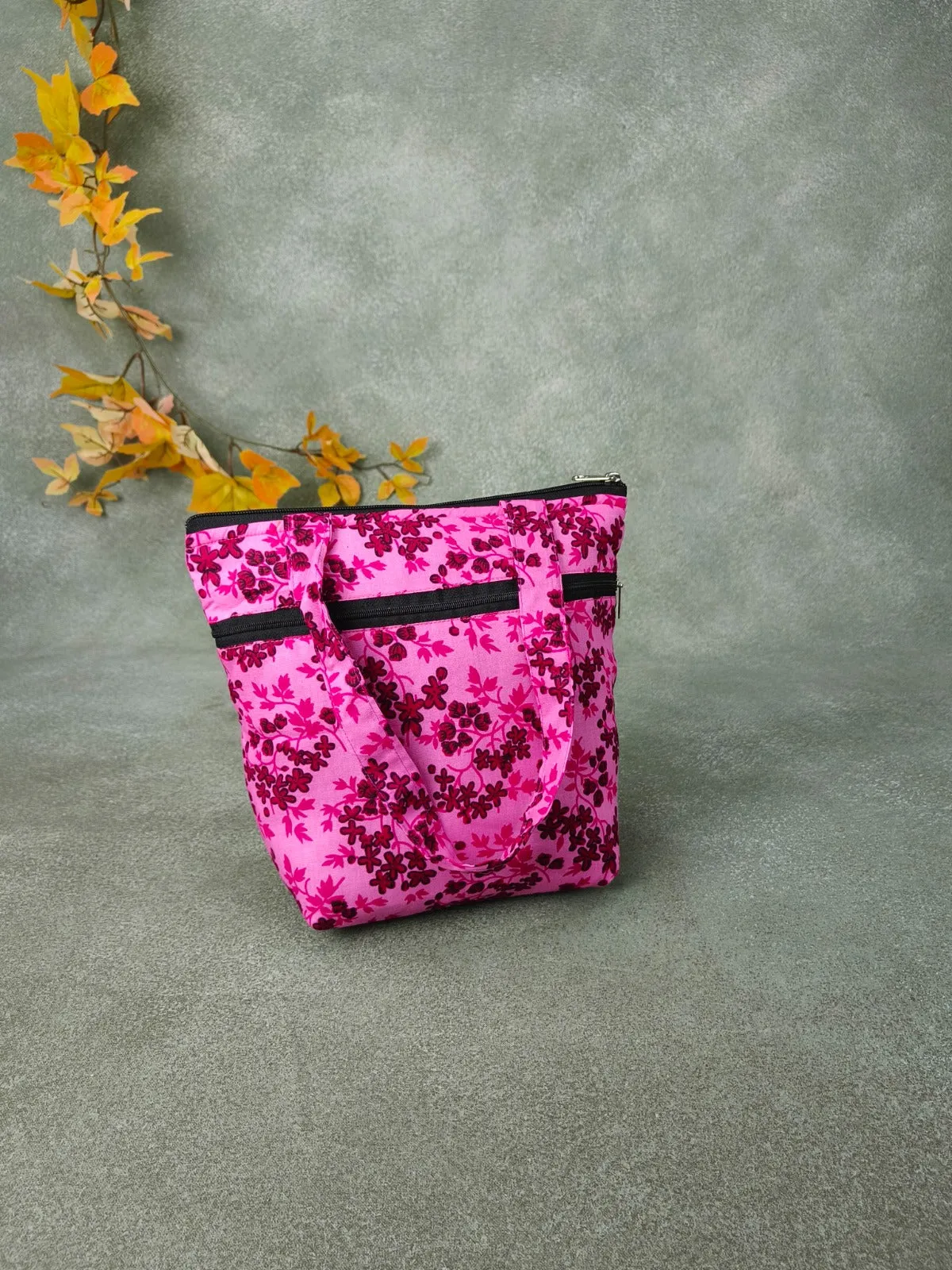 Small Handbag Pink with Botanical Prints