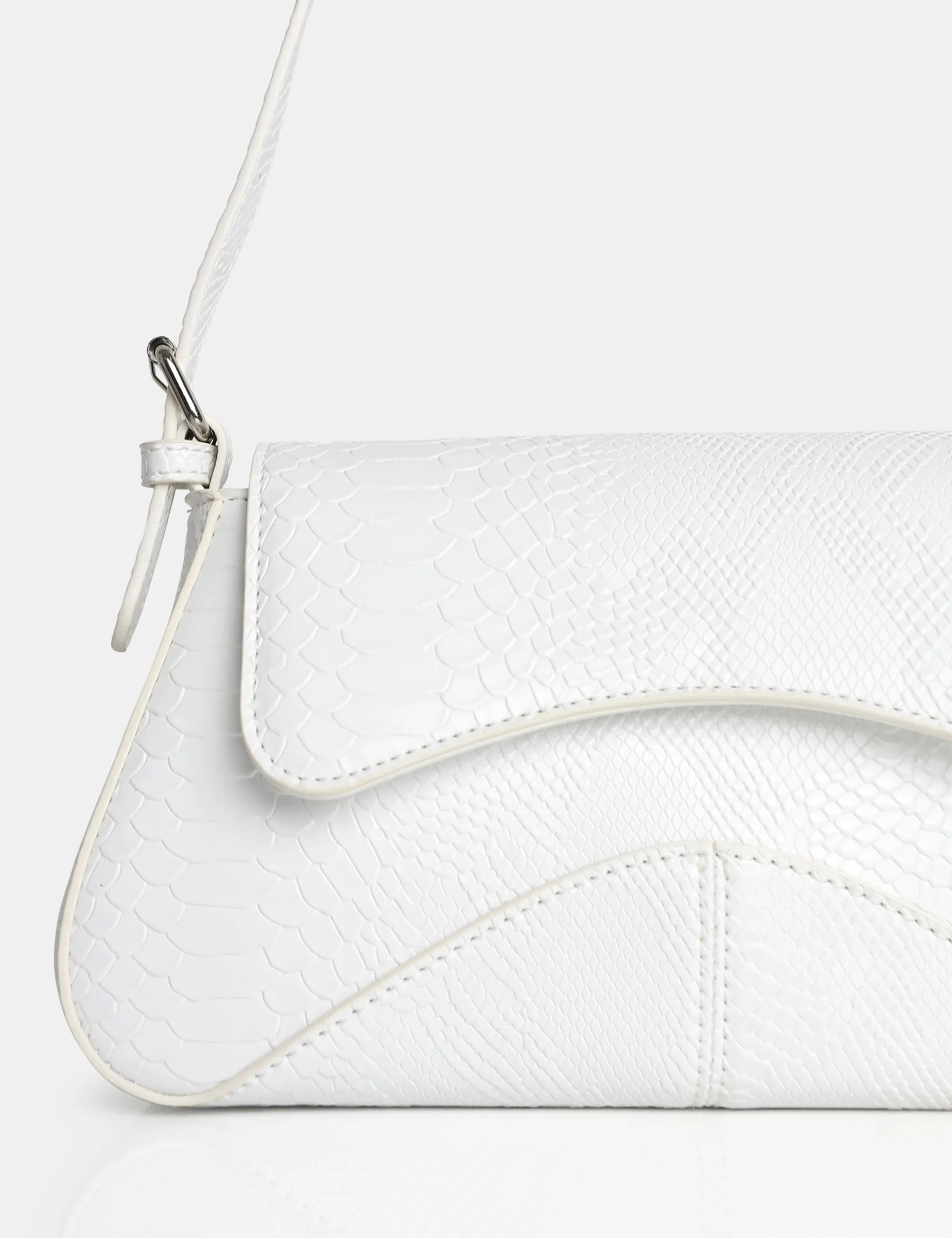 The Dea Ecru Matt Croc Pu Shoulder Bag