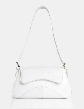 The Dea Ecru Matt Croc Pu Shoulder Bag