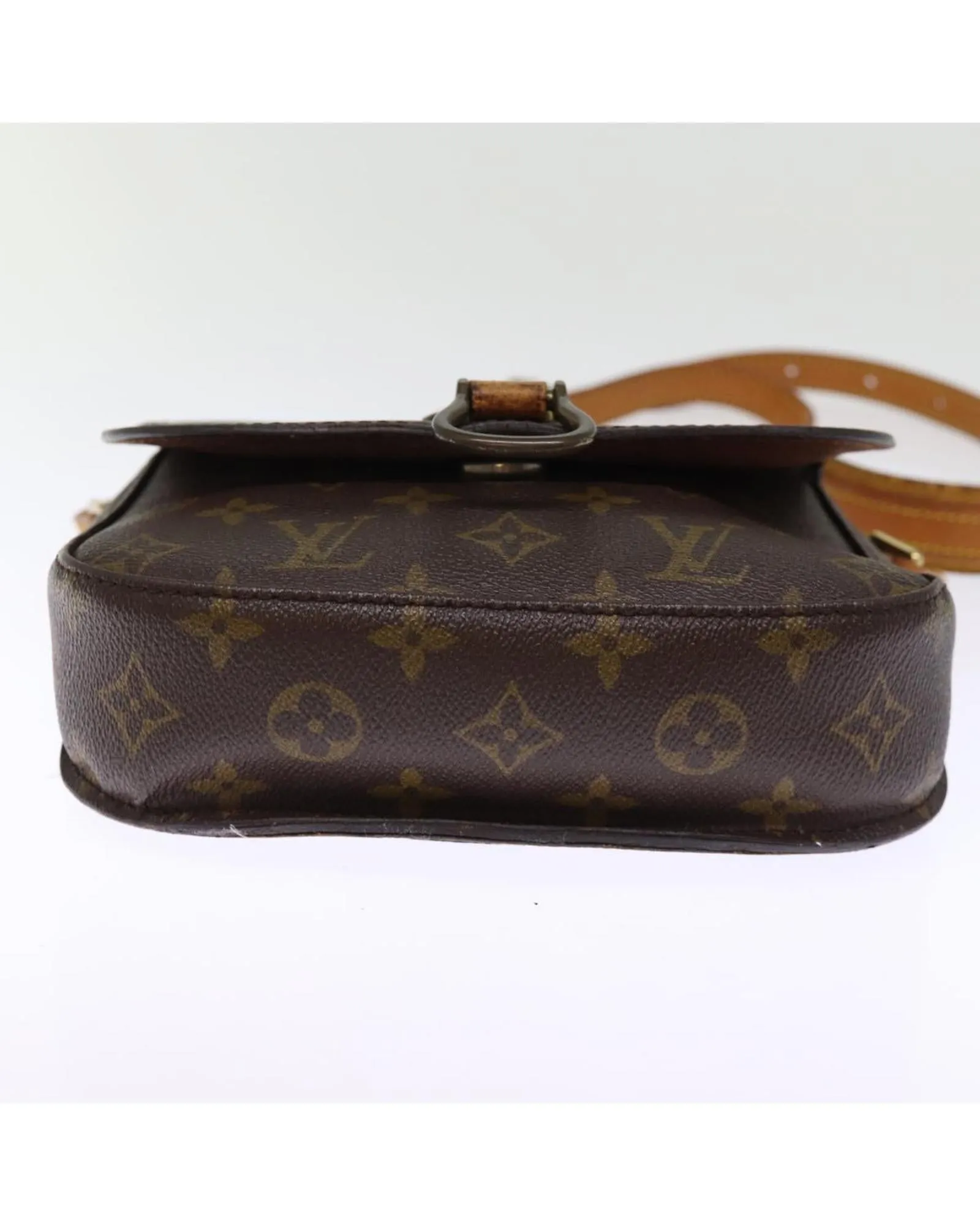 Vintage Monogram Shoulder Bag with Adjustable Strap and Multiple Compartments