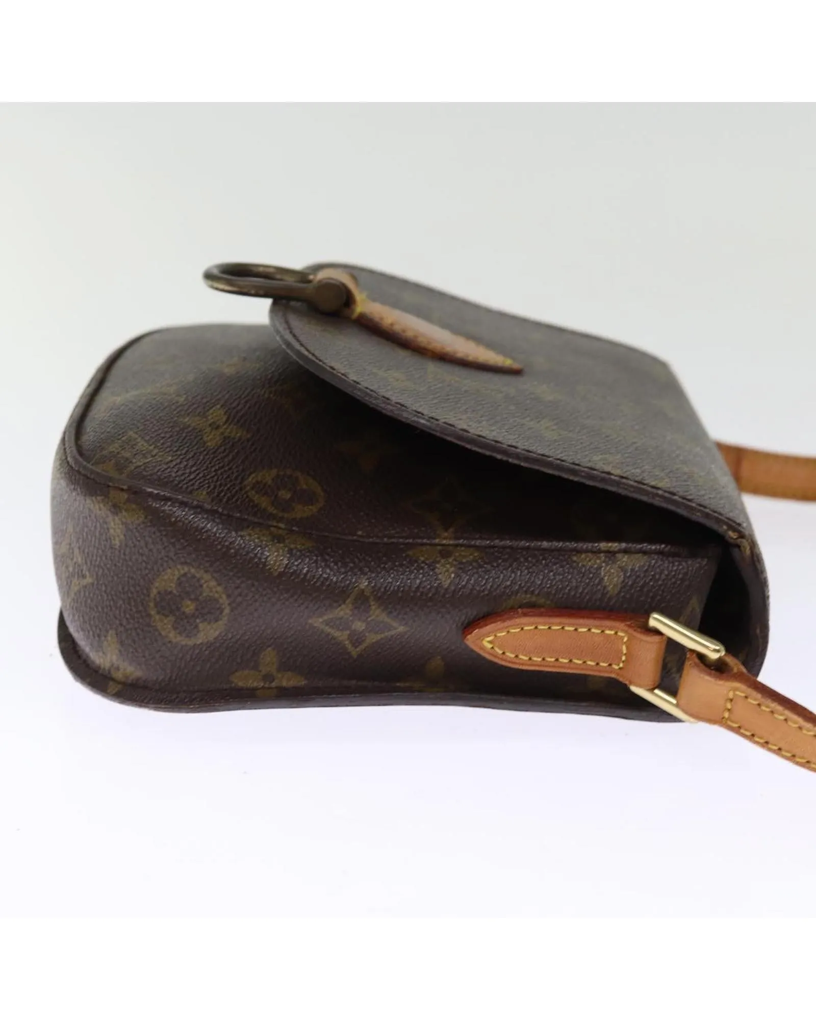 Vintage Monogram Shoulder Bag with Adjustable Strap and Multiple Compartments