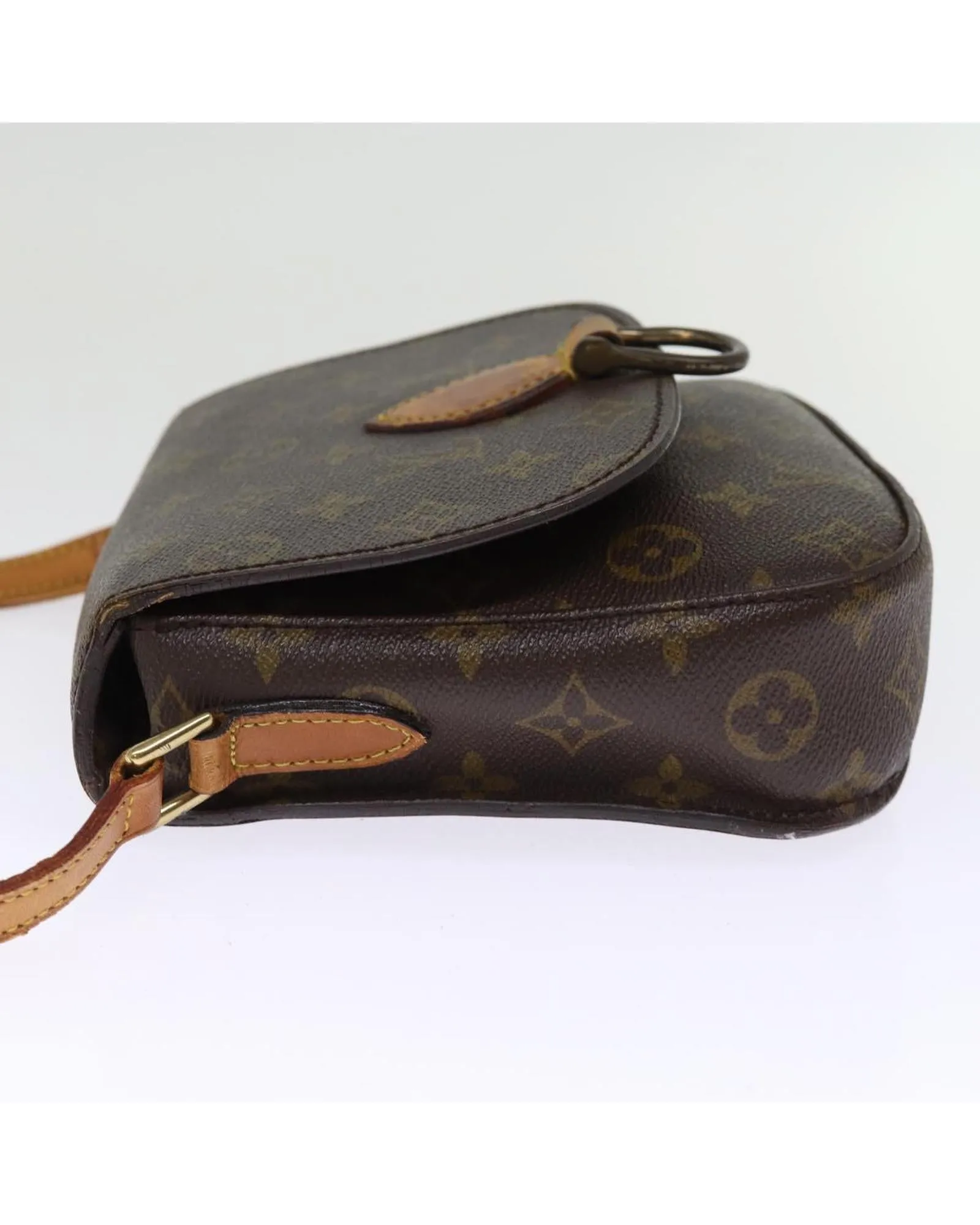 Vintage Monogram Shoulder Bag with Adjustable Strap and Multiple Compartments