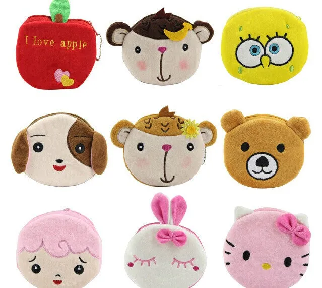 Wholesale Kawaii Cartoon UP 20Models 10CM Coin BAG Purse Wallet ; Plush Cotton HAND BAG ; KEY BAG ;  Pocket BAG Pouch Case