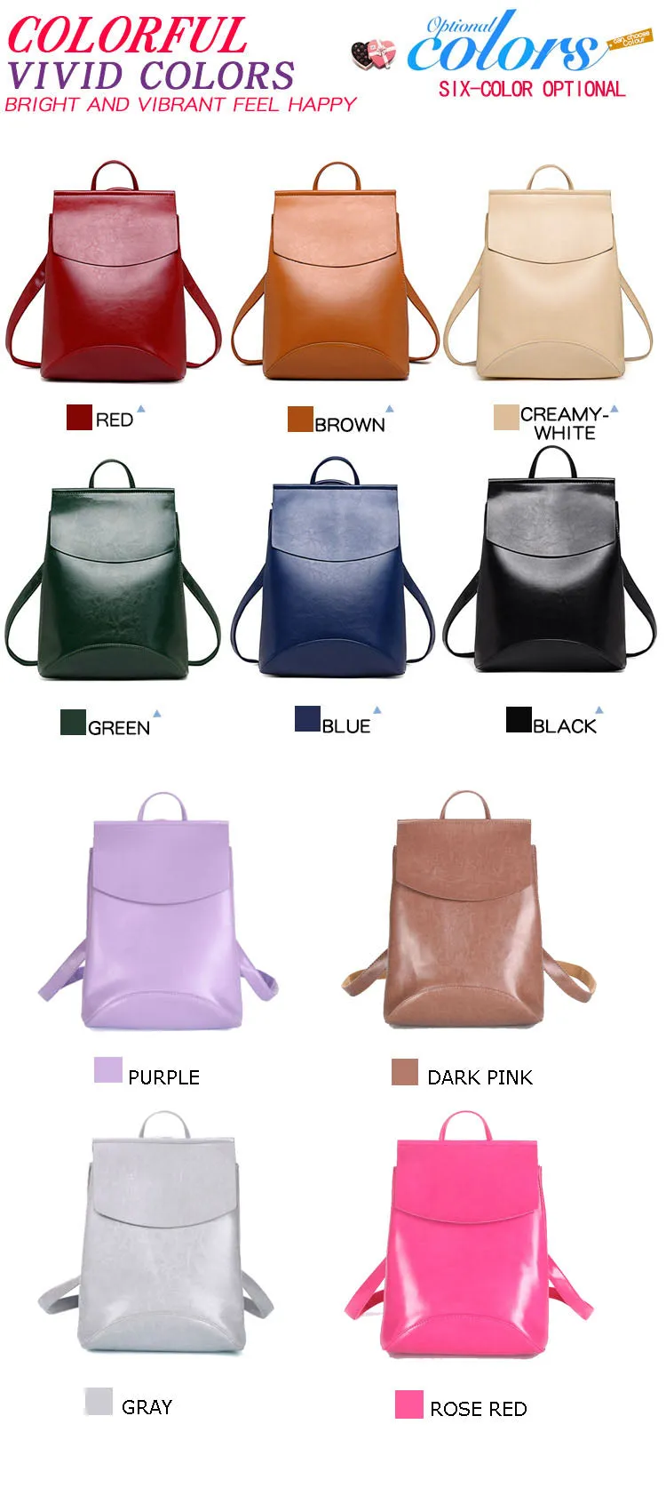 Women High Quality Fashion Leather Backpack Shoulder Bag