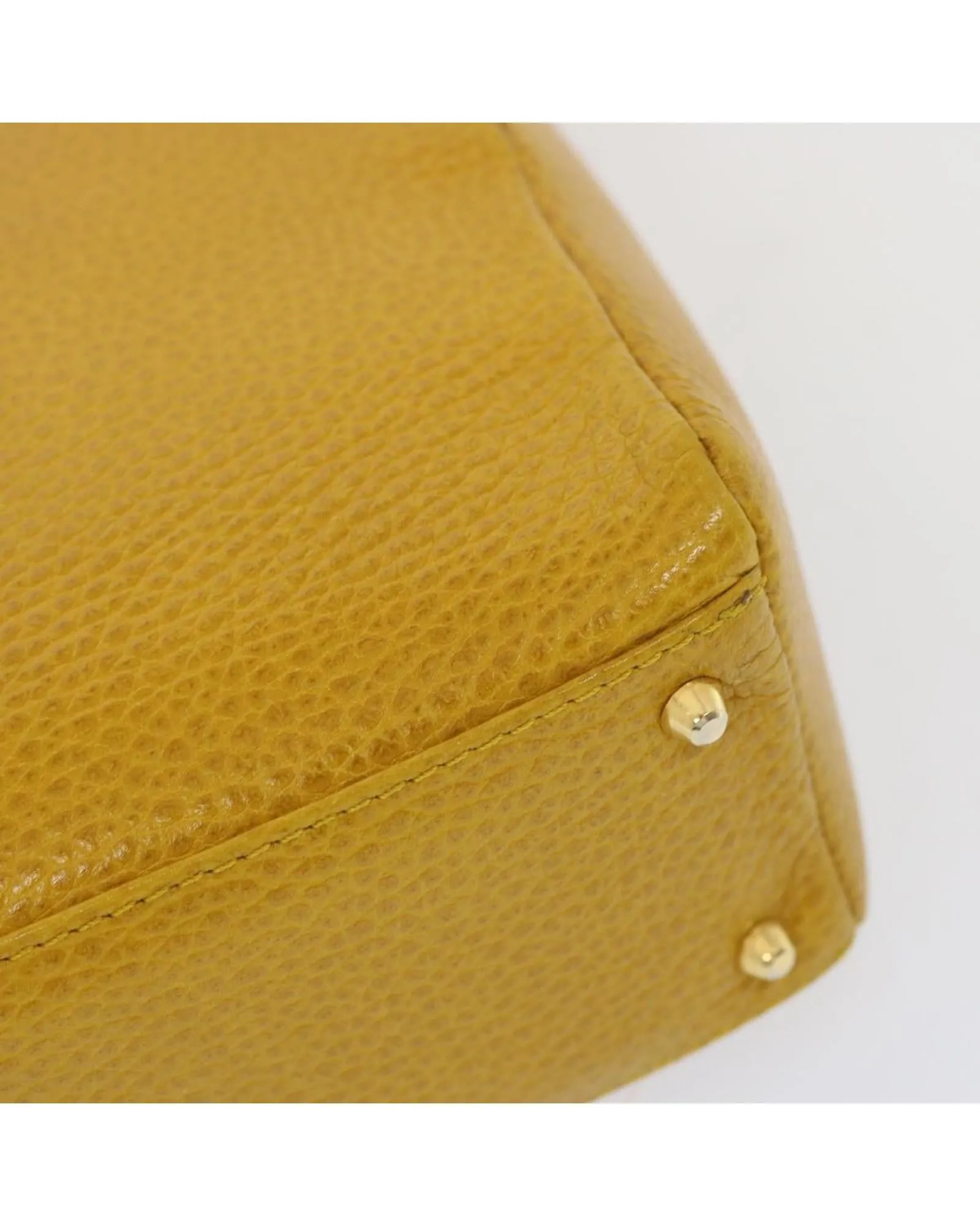 Yellow Leather Shoulder Bag with Adjustable Strap - Made in Italy