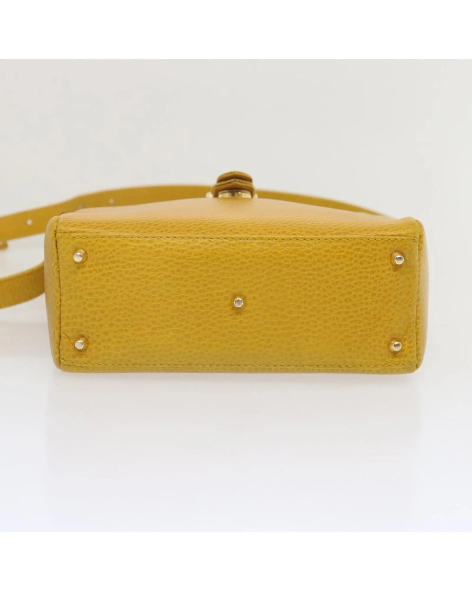 Yellow Leather Shoulder Bag with Adjustable Strap - Made in Italy